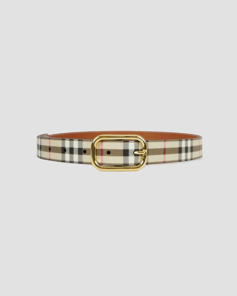 Check Leather Belt