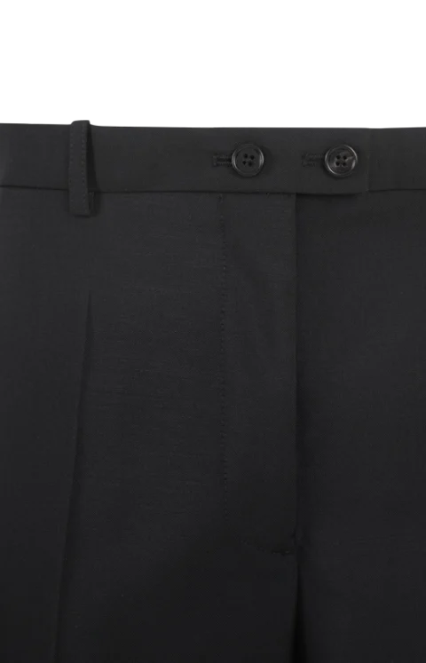 Wool-Mohair Canvas Wide-Leg Trousers in Black — снимка 2