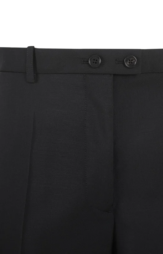 Wool-Mohair Canvas Wide-Leg Trousers in Black — снимка 2