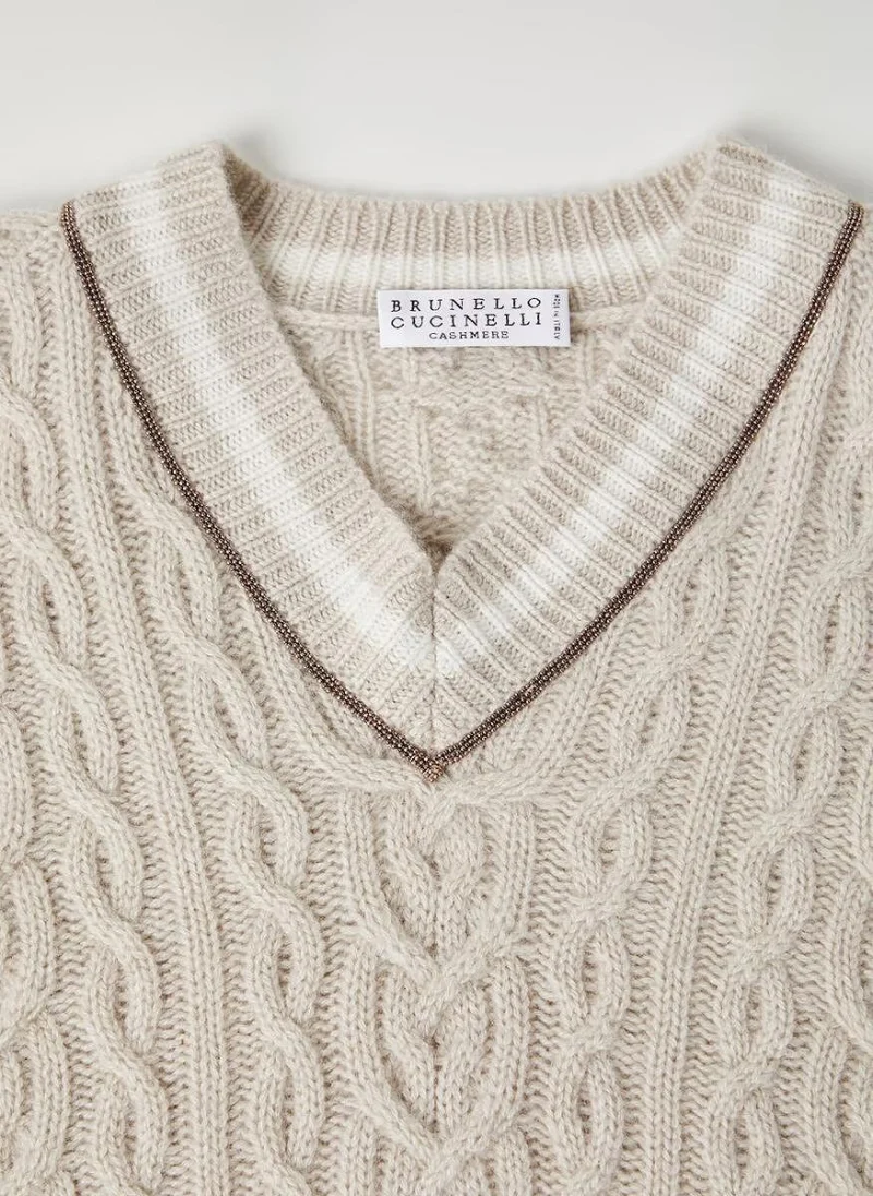 Кашмирен пуловер с монили Brunello Cucinelli Junior — снимка 2