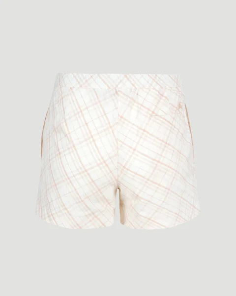 Check Cotton Pyjama Shorts in Dusky Rose — снимка 3