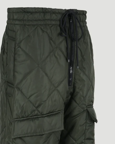 Quilted Cargo Trousers in Bottle Green — снимка 3