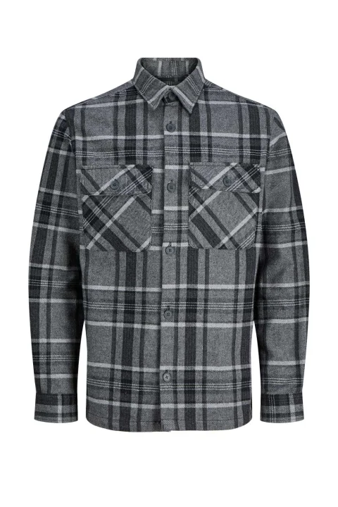 Риза Overshirt Jprrayle Melange Check L/S Overshirt 12286804 BS000087 medium grey melange