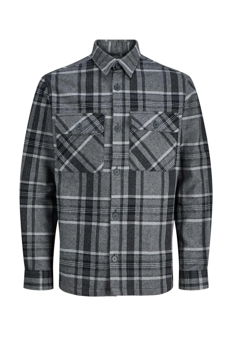 Риза Overshirt Jprrayle Melange Check L/S Overshirt 12286804 BS000087 medium grey melange