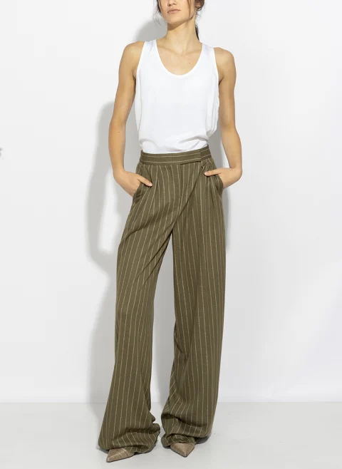 Панталон с фино райе Max Mara Mxmrio — снимка 4