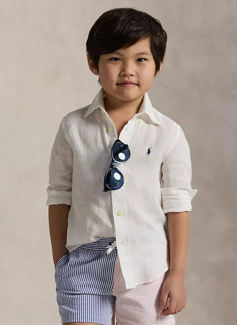 Ленена риза с бродерия Ralph Lauren Kids 2-7