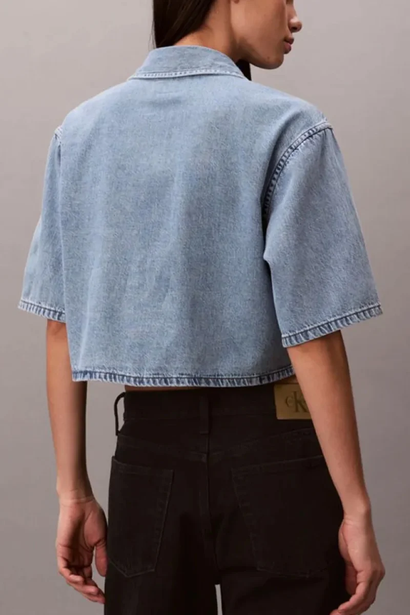 Риза Boxy Cropped Denim LV047F498G 21E vintage moss — снимка 2