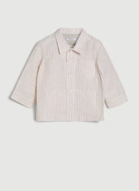 Раирана риза от лен Brunello Cucinelli Kids 24-36M