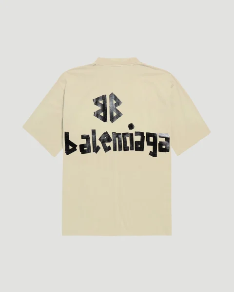 Tape Type T-Shirt Medium Fit in Beige — снимка 2