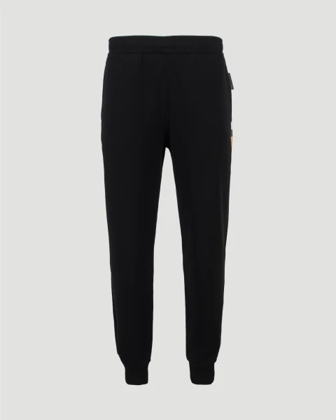 Check Panel Cotton Jogging Pants