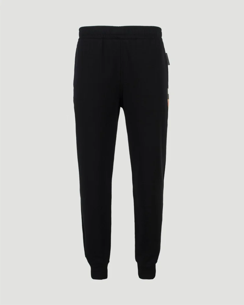 Check Panel Cotton Jogging Pants