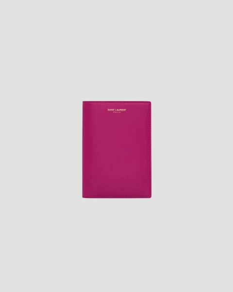 Shiny Leather Passport Holder in Magenta