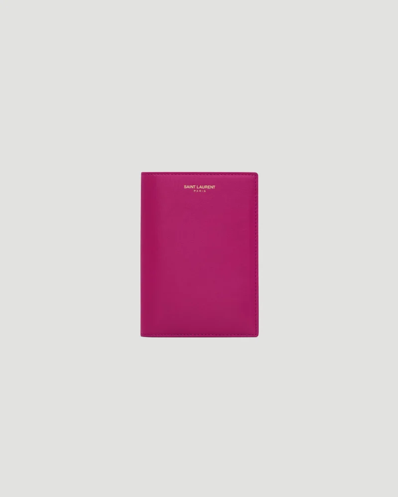 Shiny Leather Passport Holder in Magenta