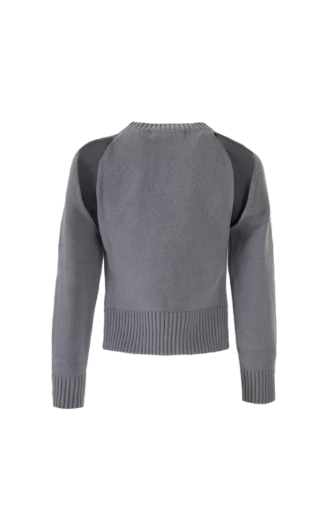Kelt Wool V-Neck Sweater in Steel Grey — снимка 5