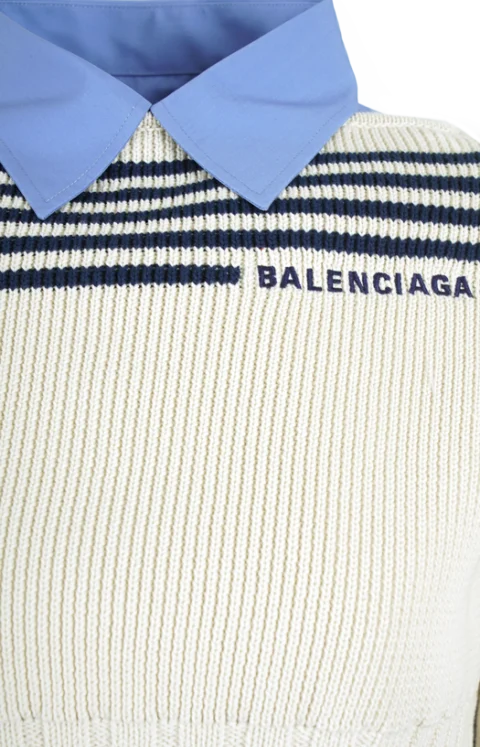 Hybrid Jumper in Navy and White Striped Knit — снимка 2