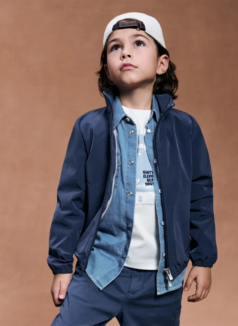 Риза от деним Brunello Cucinelli Kids 6 — снимка 4