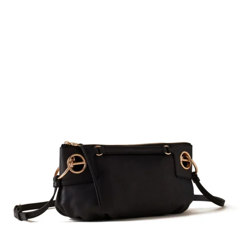 Дамска черна чанта London Shoulder Small BORBONESE — снимка 6