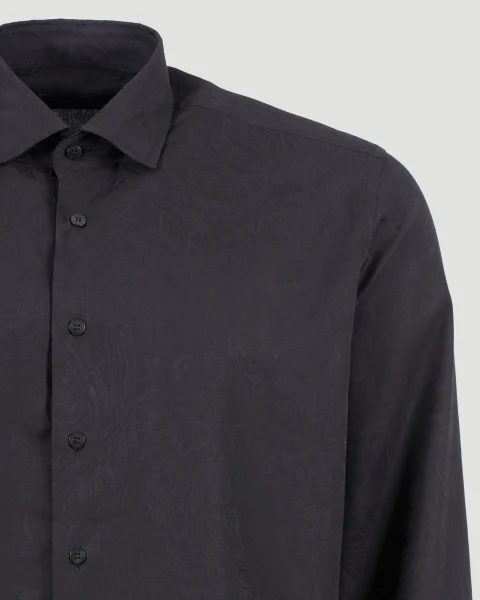 Black Shirt with Paisley Pattern — снимка 2