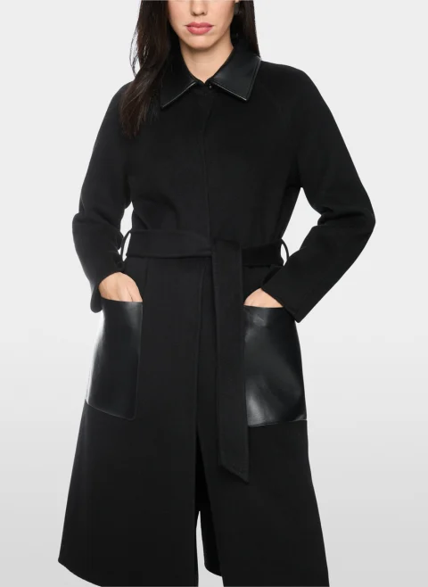 Палто от вълна с кожени детайли Marc Cain Collections — снимка 2