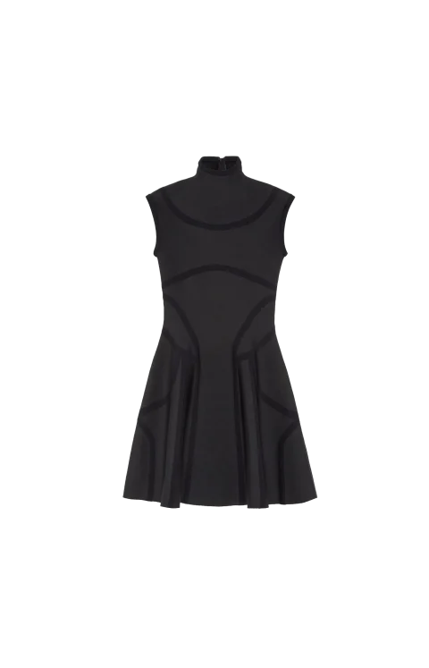 Anatomical Lines Knit Mini Dress in Black