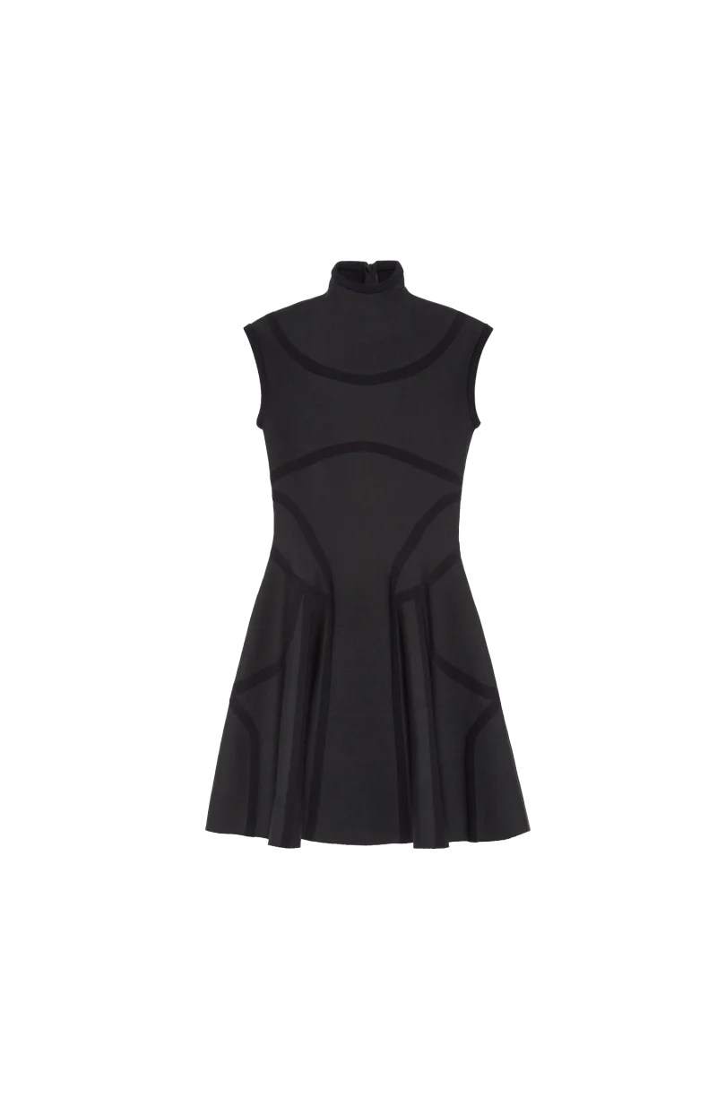 Anatomical Lines Knit Mini Dress in Black