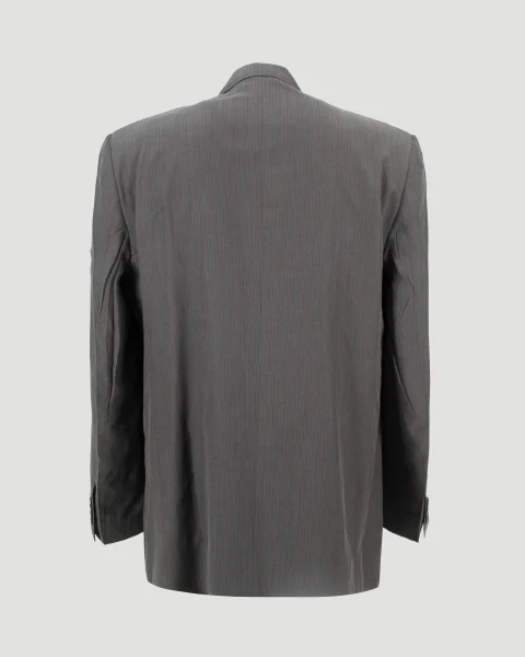 Grey Blazer with Pinstripe Pattern — снимка 2