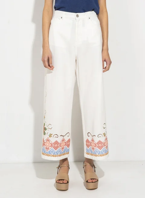 Панталон от деним с бродерия Weekend Max Mara Wkdadunco — снимка 4