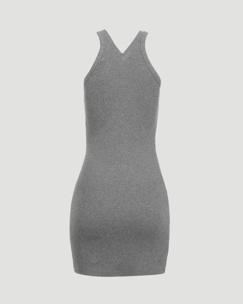Criss Cross 90s Zip Mini Dress in Grey — снимка 3