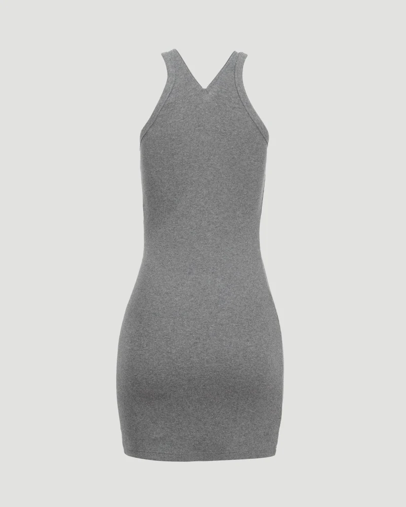 Criss Cross 90s Zip Mini Dress in Grey — снимка 3