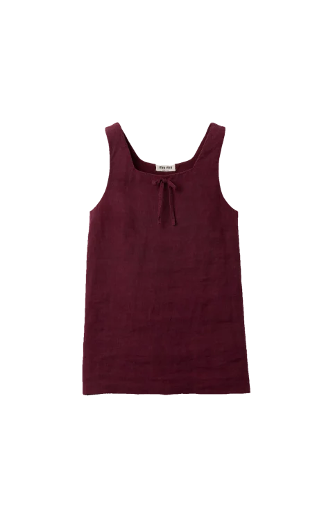 Linen Dress in Burgundy