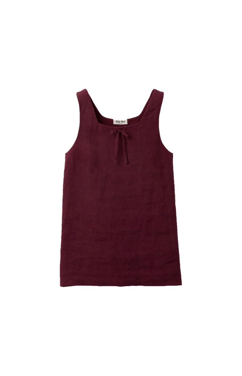 Linen Dress in Burgundy