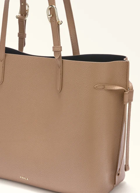 Кожена 'Tote' чанта Furla Ava Toffee Nero — снимка 2