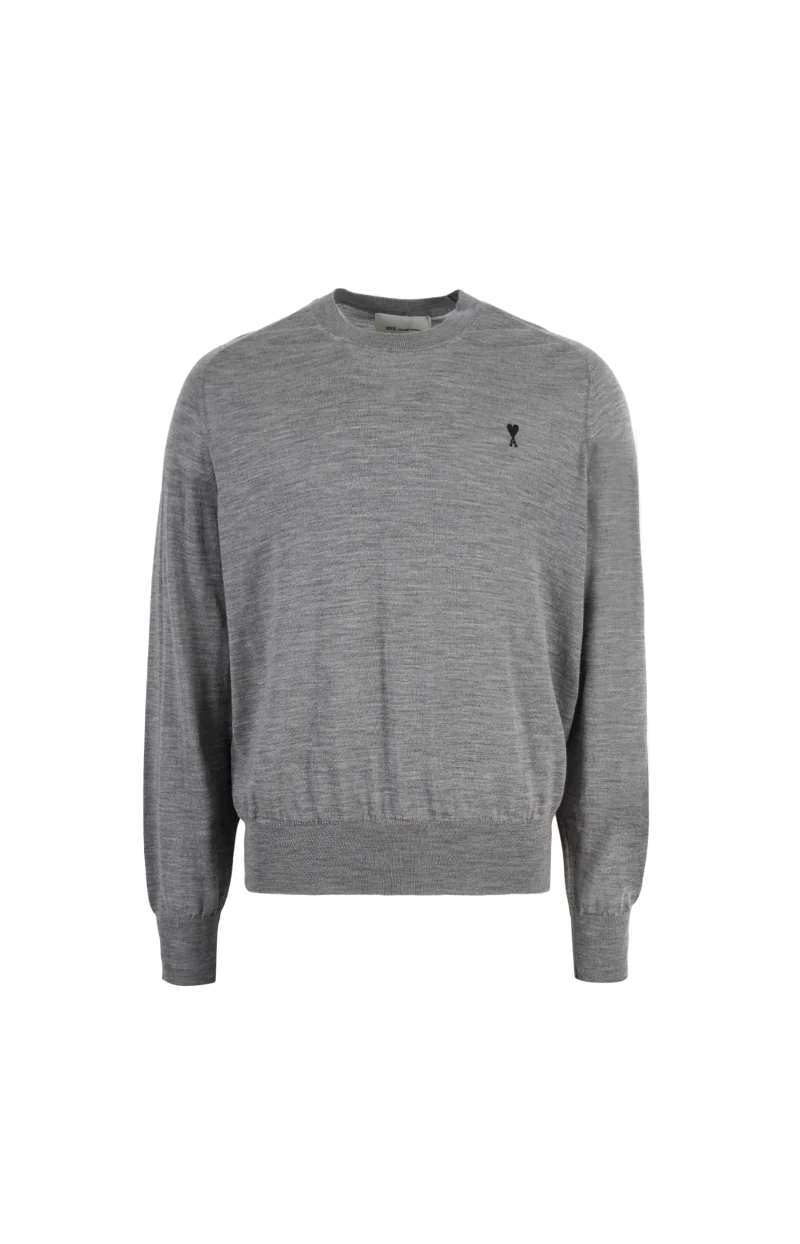 Grey Wool Crewneck Ami de Coeur Sweater