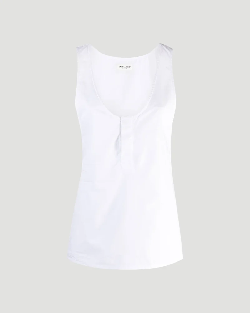 Henley Tank in Cotton Poplin