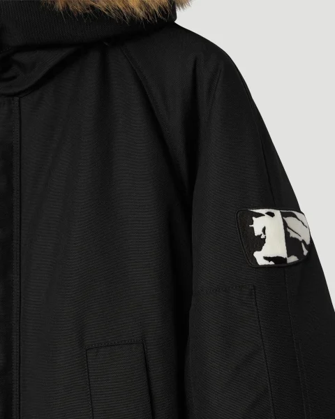 Faux Fur Trim Nylon Bomber Jacket — снимка 4