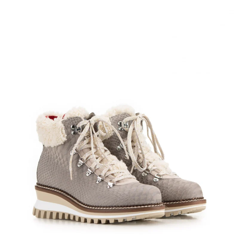 Дамски сиви боти с вълна New Italia Shoes — снимка 8