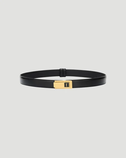 Charniere Buckle Belt in Black Smooth Leather — снимка 2