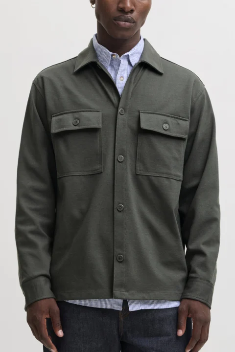 Риза Jjewilliam Overshirt 12306252 19-0405 TCX beluga — снимка 2