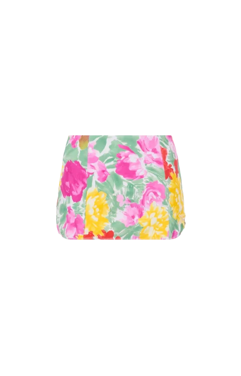 Garden-Print High-Waisted Swim Skirt