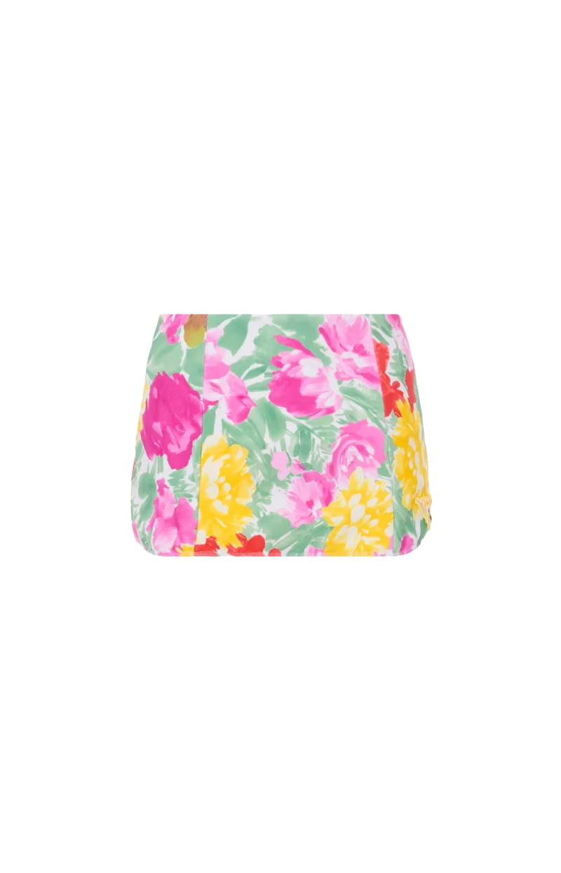 Garden-Print High-Waisted Swim Skirt