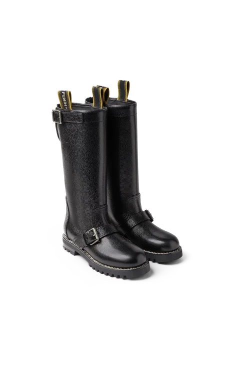 Biker Leather Boots in Black — снимка 2