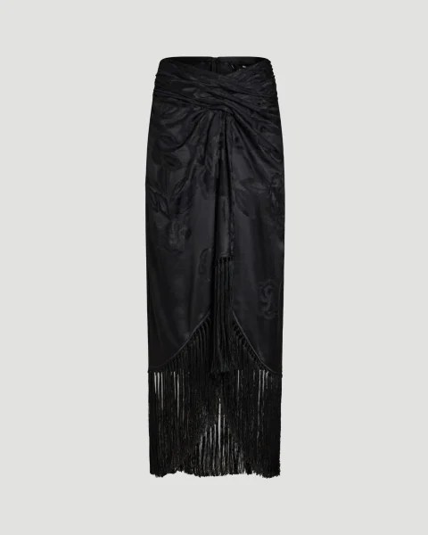 Jacquard Skirt with Fringe Details