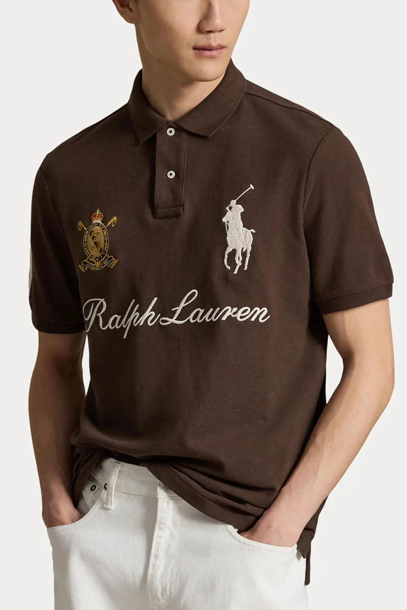 Polo 20/1 Mesh-Knt 710B20009002 201 dark brown — снимка 2