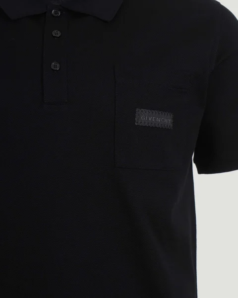 Cotton Polo with Givenchy Patch in Black — снимка 2