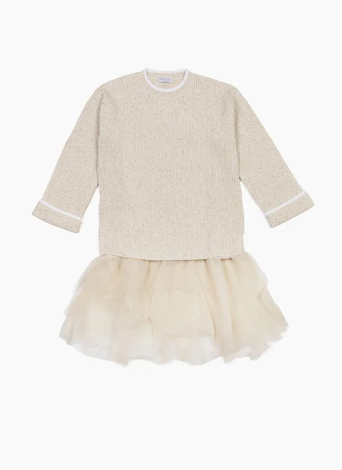 Рокля с тюл 'Diamond yarn' Brunello Cucinelli Kids 8-10