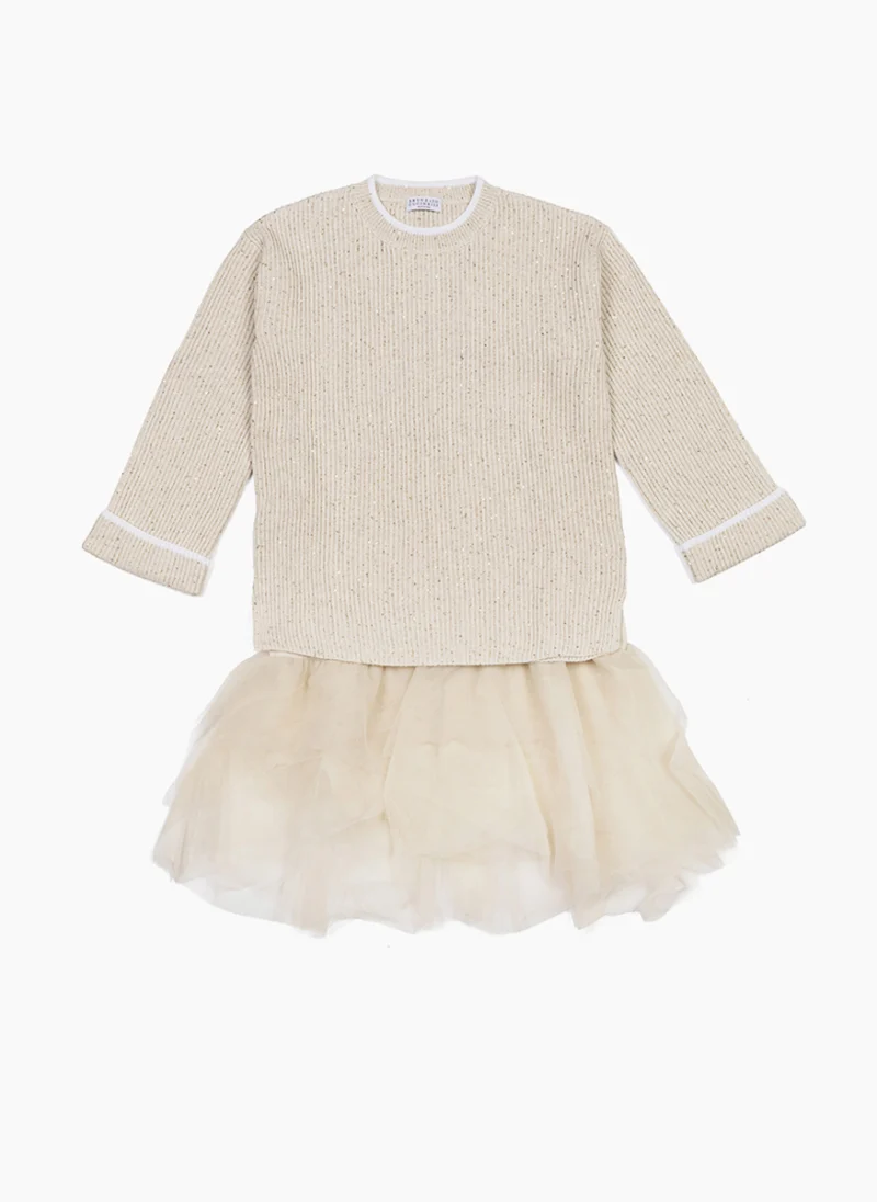 Рокля с тюл 'Diamond yarn' Brunello Cucinelli Kids 8-10