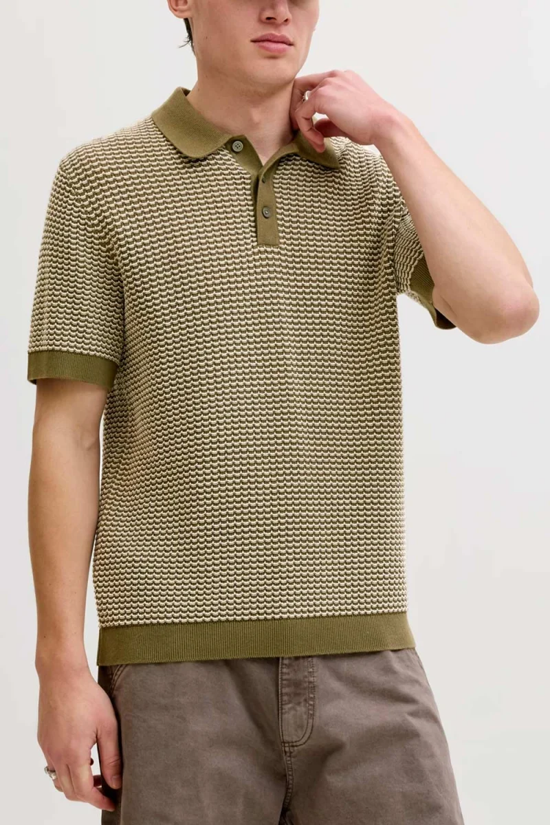Polo Jprblukingsley Knit Ss 12291058 18-0625 TCX martini olive — снимка 2