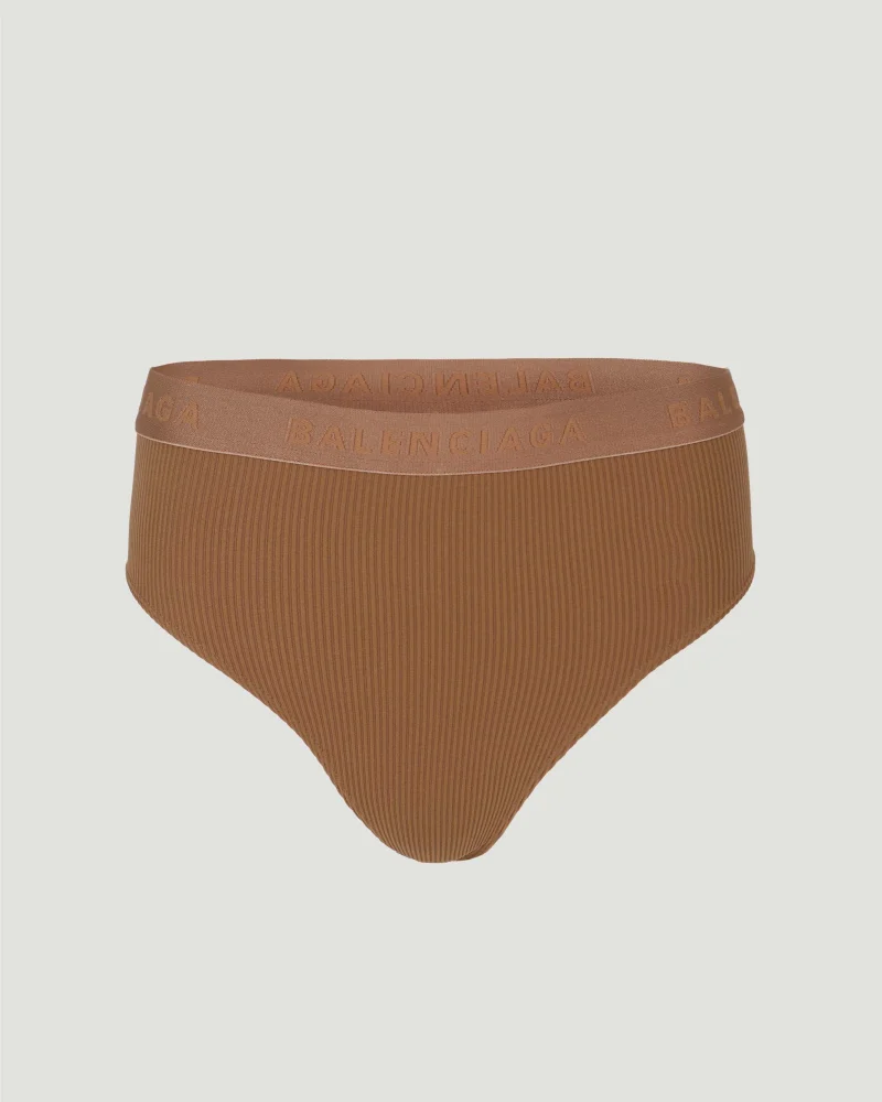 Briefs in Beige Ribbed Jersey