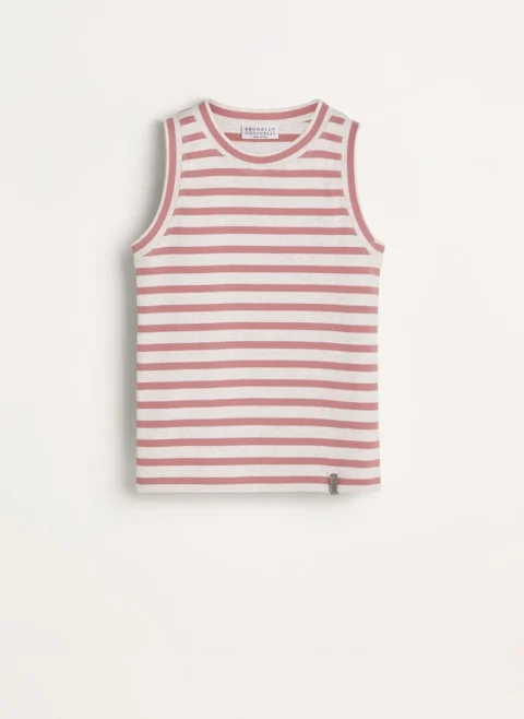 Рипсен топ с раран принт Brunello Cucinelli Kids