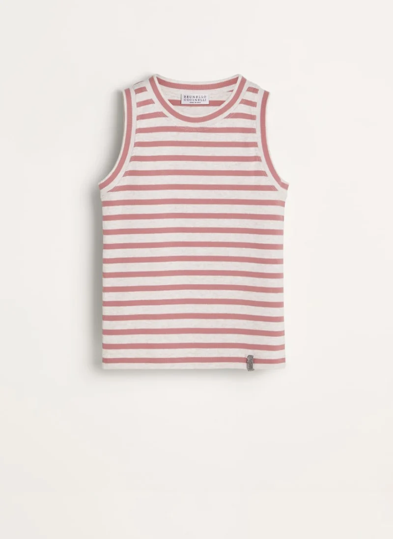 Рипсен топ с раран принт Brunello Cucinelli Kids